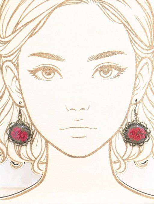 Boucles d'oreilles vraie Fleur de carotte Rouge Scarlett