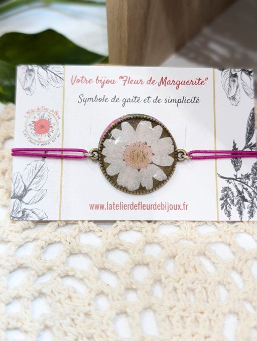 Bracelet avec une véritable marguerite Rosetta