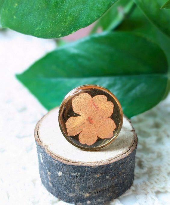 Bague vraie fleur de Verveine symbole de paix